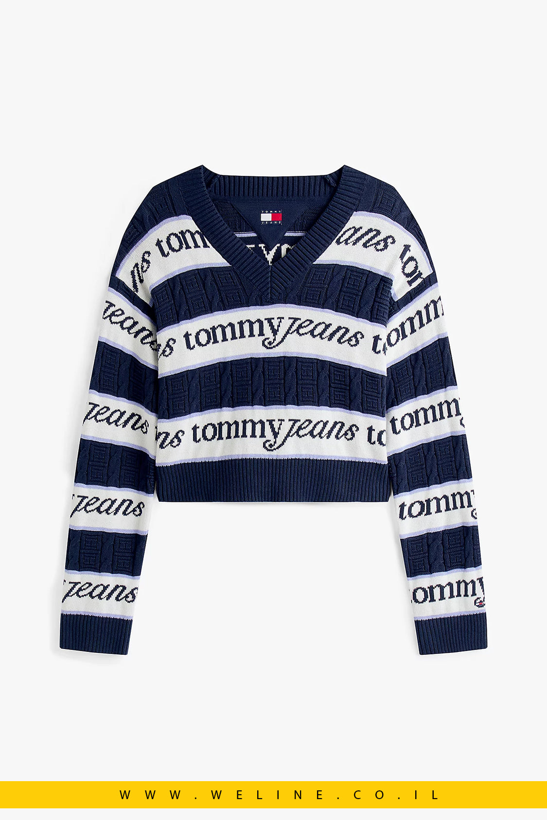 סוודר Tommy Flag Relaxed Logo Stripe Jumper – גזרת Relaxed