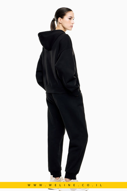 חליפת טרנינג נשים Visibility מבד כותנה משולבת – שחור | EA7