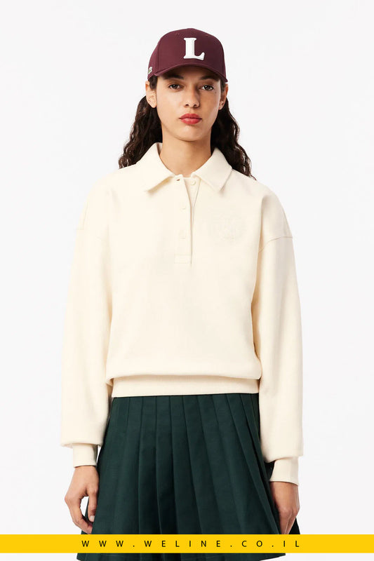 סווטשירט צווארון פולו עם רקמת קרוקודיל – Lacoste | צבע קרם