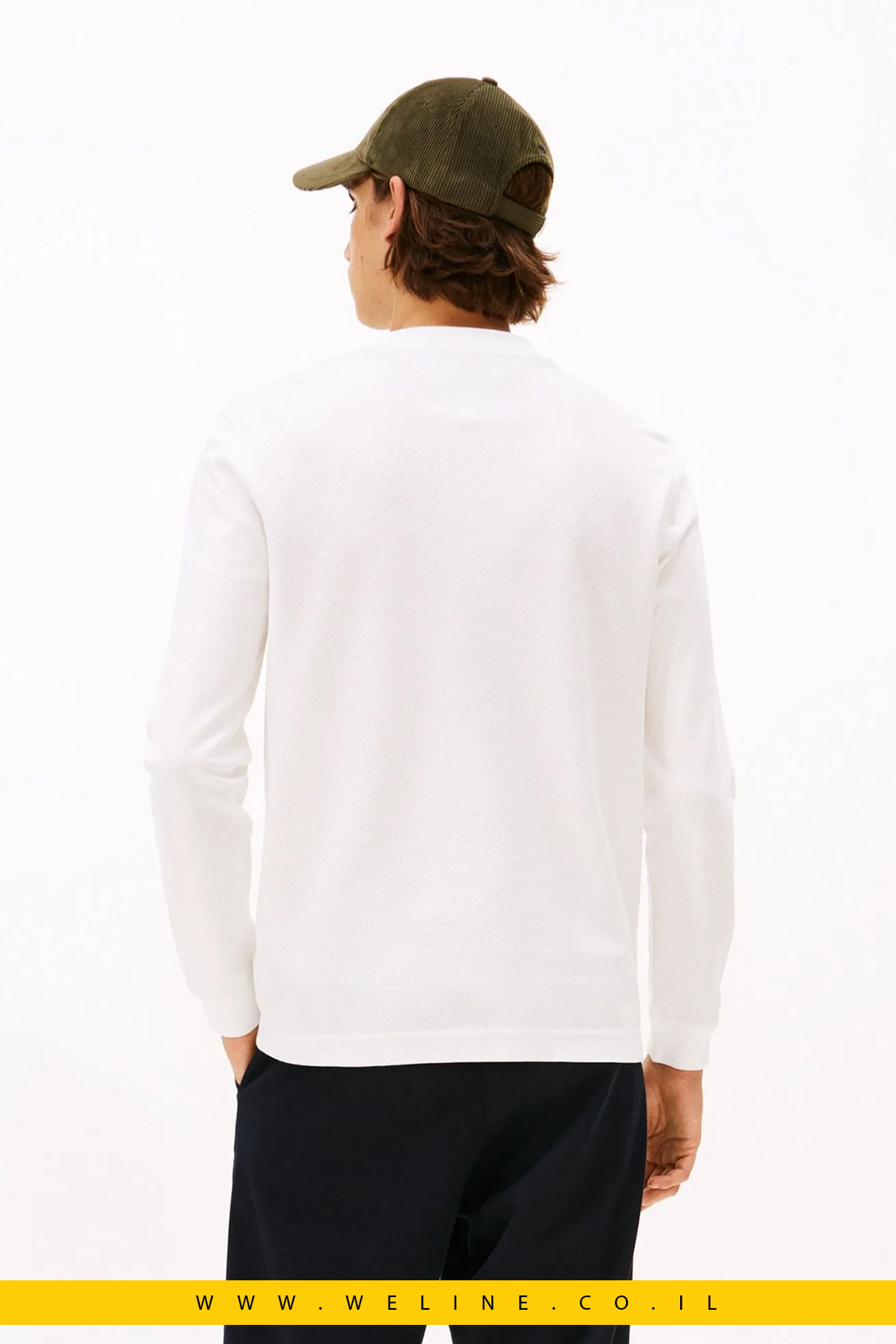 חולצת שרוול ארוך גברים Tommy Hilfiger – Mercerized Jacquard, כותנה מתחדשת