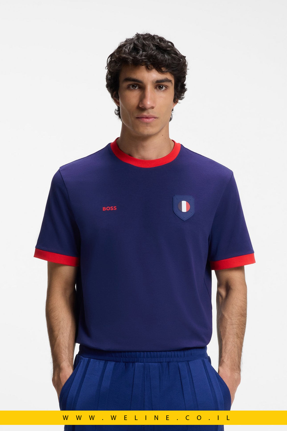 חולצת טי גברים BOSS Stretch-Cotton T-Shirt France – Regular Fit