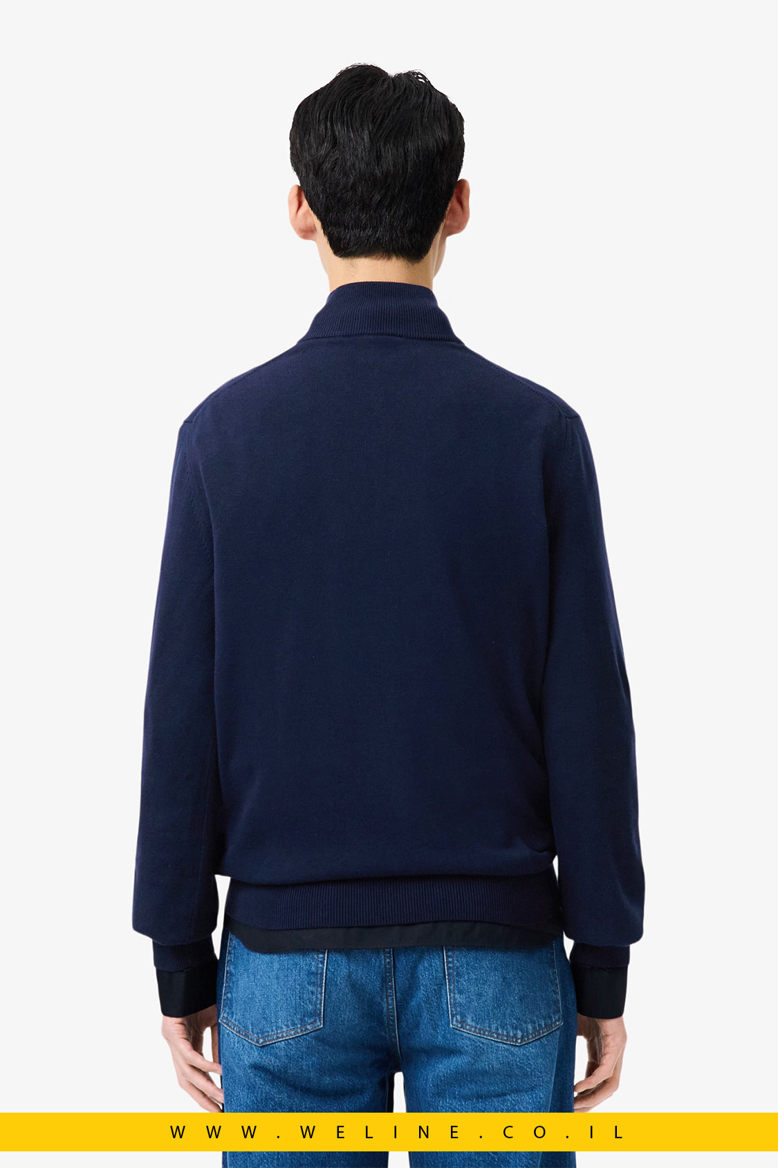 סוודר כותנה עם רוכסן וצווארון גבוהLacoste