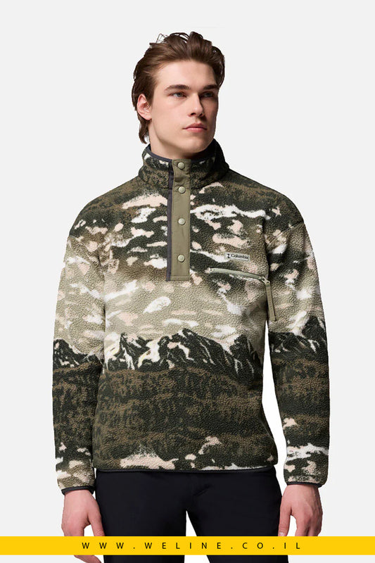 מעיל פליס גברים – Helvetia II Printed Half Snap בצבע Safari