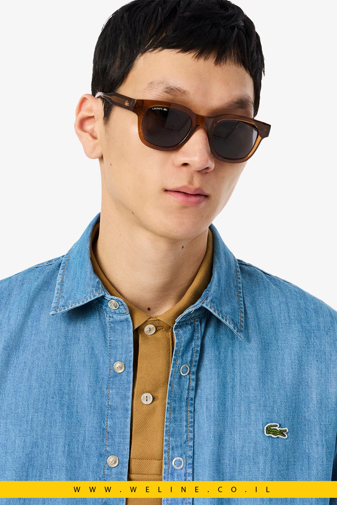 חולצת ג’ינס קלה Regular Fit לגברים Lacoste