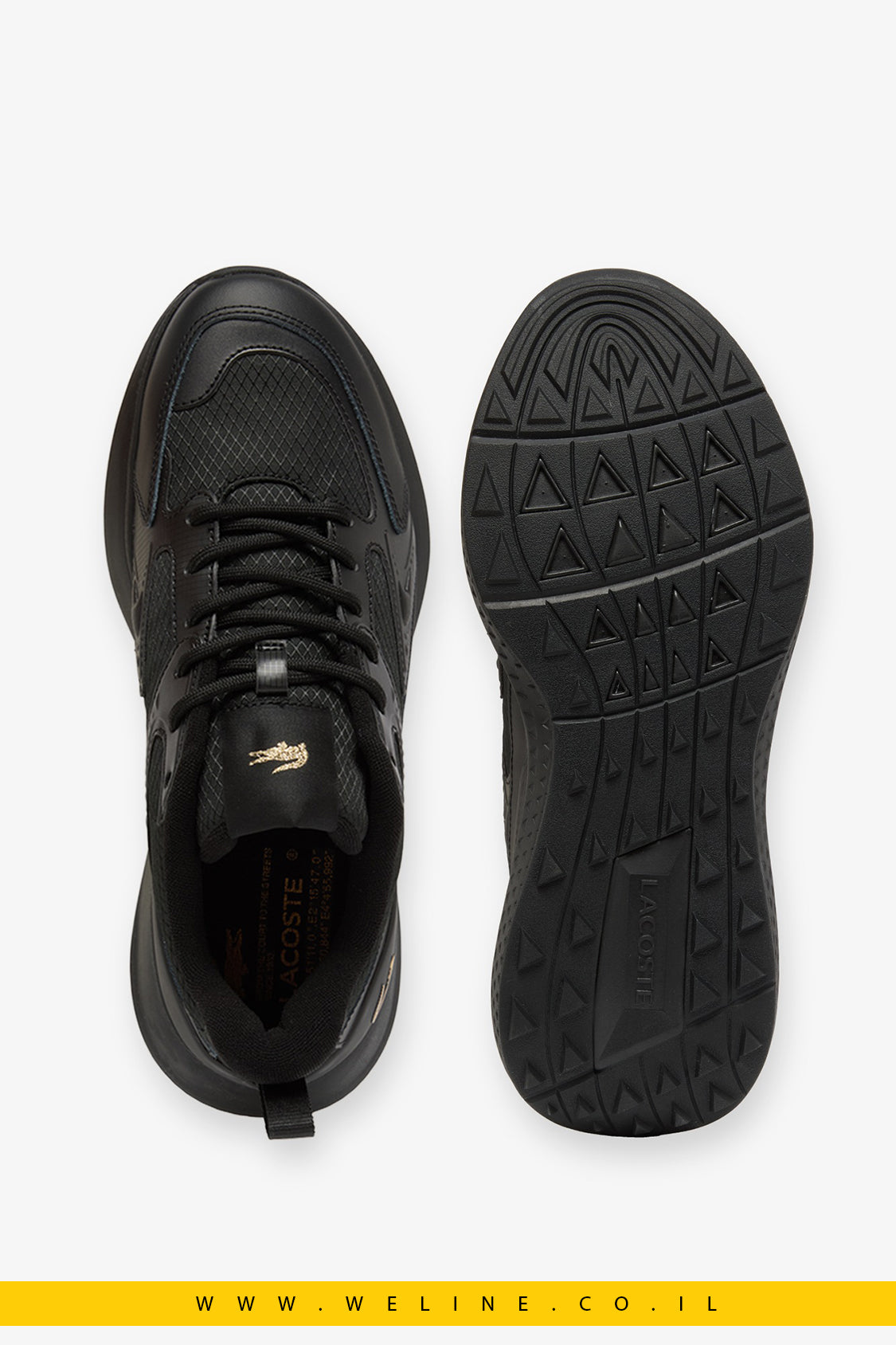 Lacoste Men's L003 Evo Sneakers – סניקרס לגברים שחור/זהב