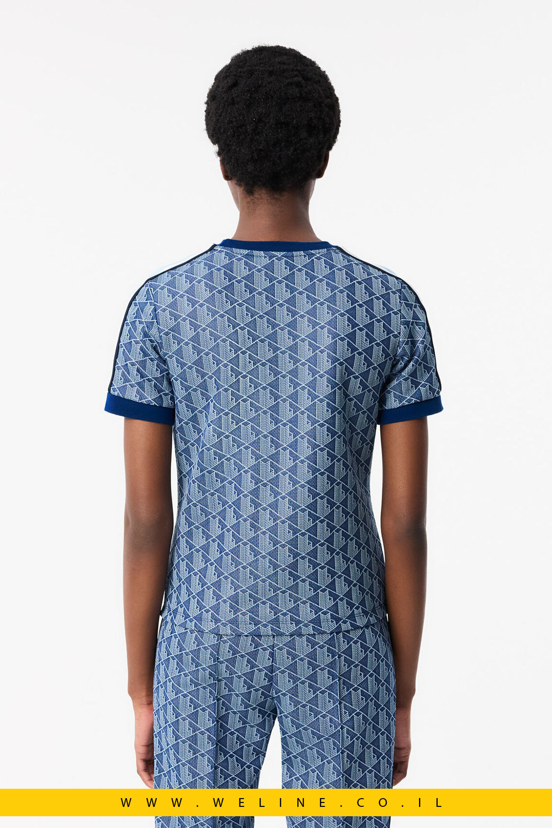 חולצת טי לנשים עם מונוגרמה סרוגה – גזרת Slim | Lacoste