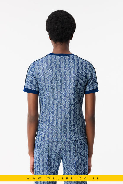 חולצת טי לנשים עם מונוגרמה סרוגה – גזרת Slim | Lacoste