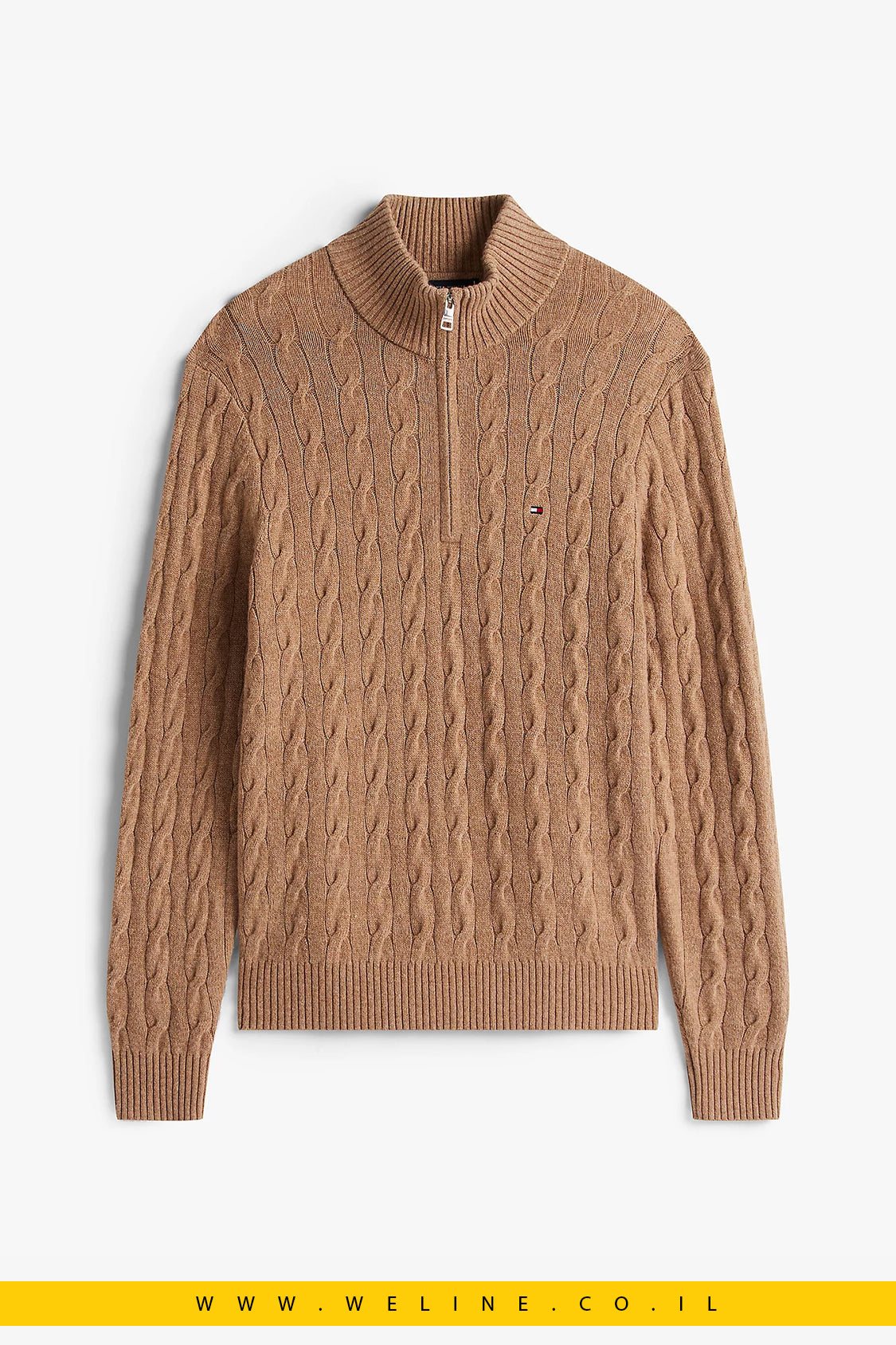 סריג tommy חצי־רוכסן מצמר שה־אמיתי