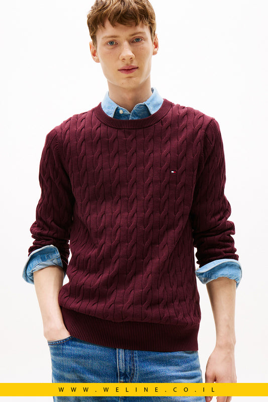 סוודר גברים Tommy Hilfiger – Cable Knit Crew Neck