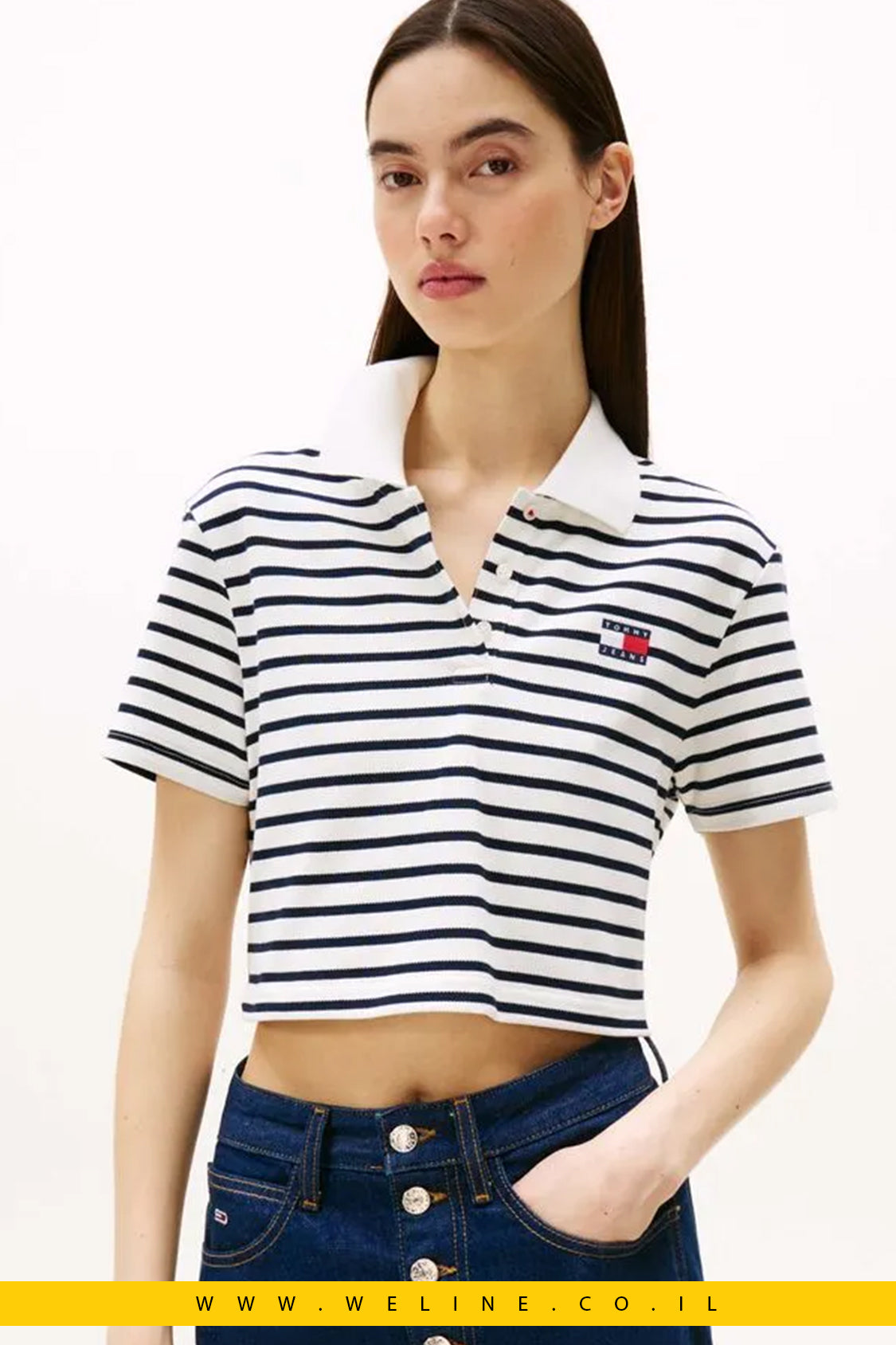 חולצת פולו קרופ לנשים של Tommy Jeans