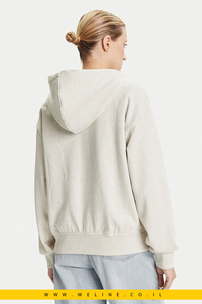 קפוצ'ון נשים Calvin Klein Jeans – דגם Monologo בצבע בז' מלנז' עם רוכסן