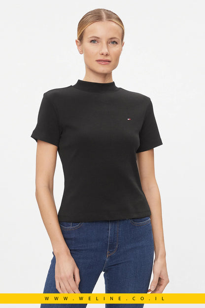 חולצת טי לנשים Tommy Hilfiger – דגם New Cody בצבע שחור