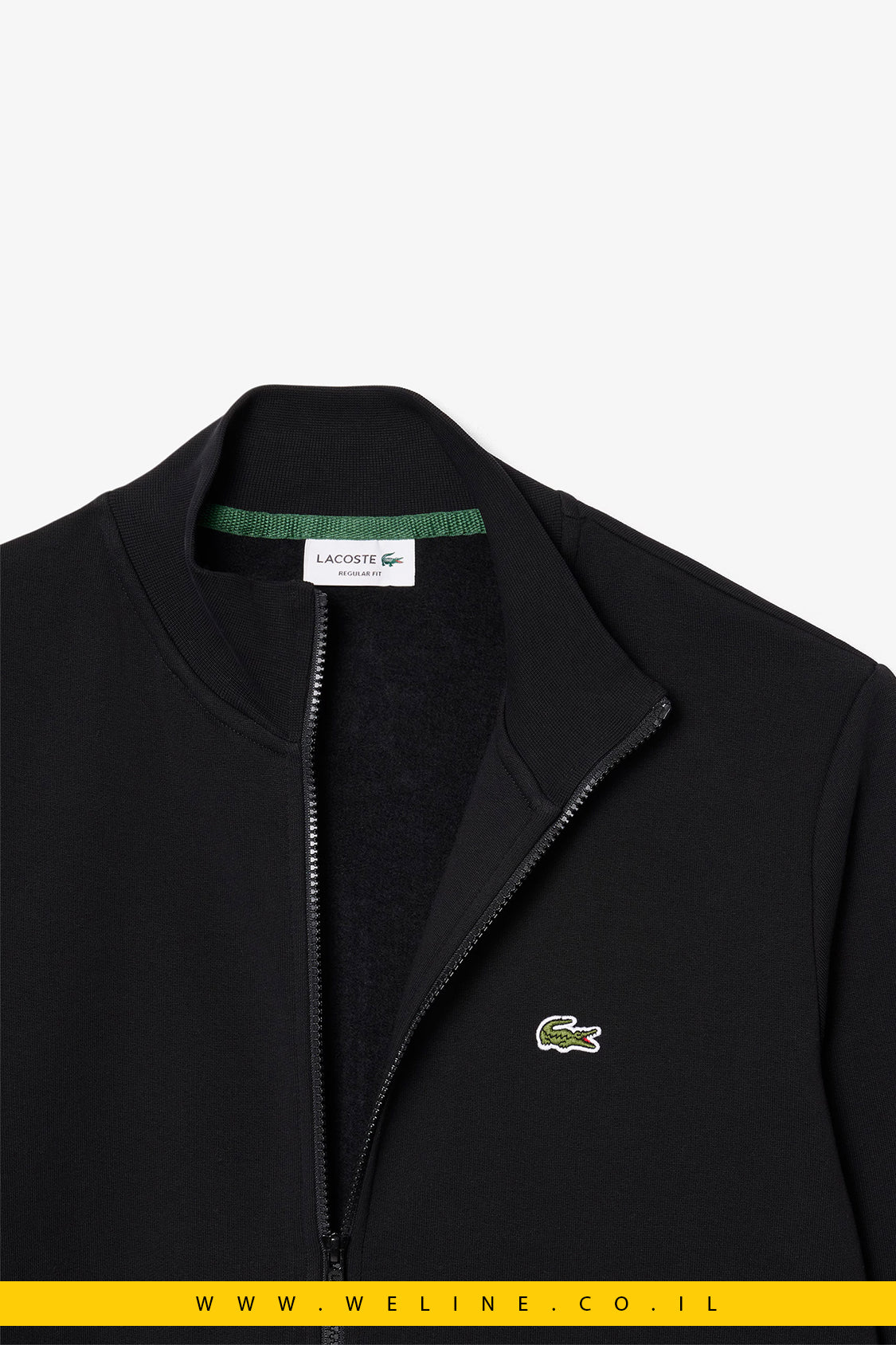סווטשירט פליז עם רוכסן וצווארון גבוה לגברים Lacoste