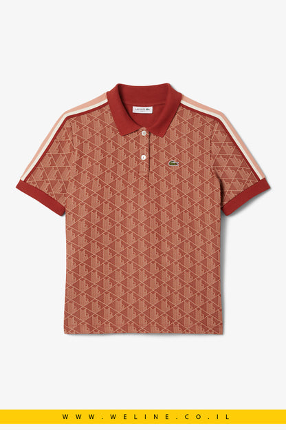 חולצת פולו לנשים בגזרת Slim עם מונוגרמה סרוגה – Lacoste
