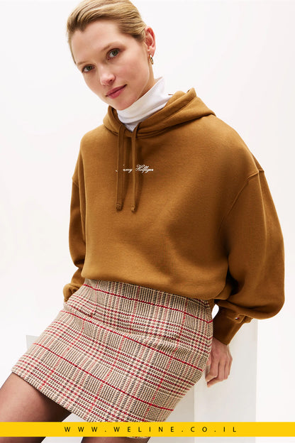 קפוצ׳ון נשים Tommy Hilfiger Textured Logo – גזרה רפויה