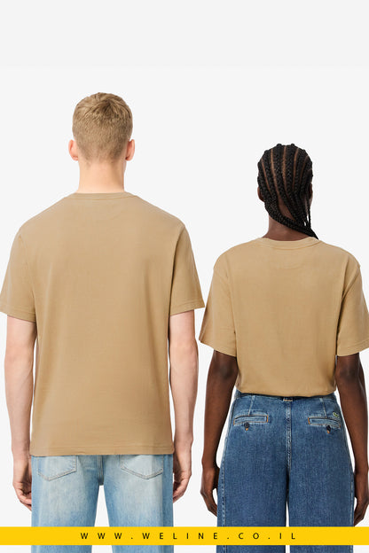 חולצת טי יוניסקס מכותנה כבדה עם אפקט שטיפה – Lacoste