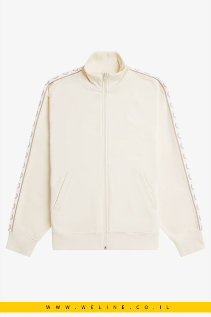 ג׳קט טרנינג עם פסי מיתוג – Fred Perry Taped Track Jacket (צבע אקרו / Ecru)