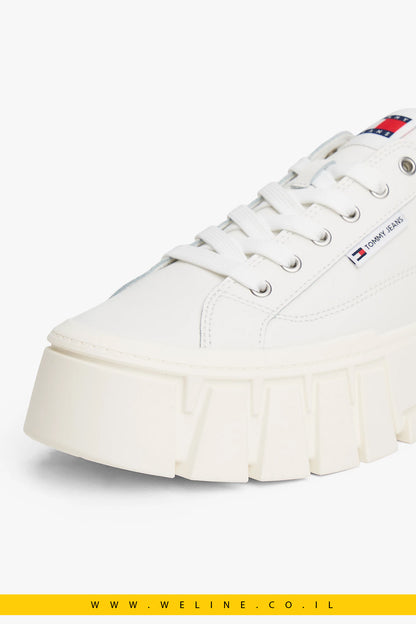 סניקרס פלטפורמה Tommy Jeans Cleat Platform Trainers With Leather – צבע לבן
