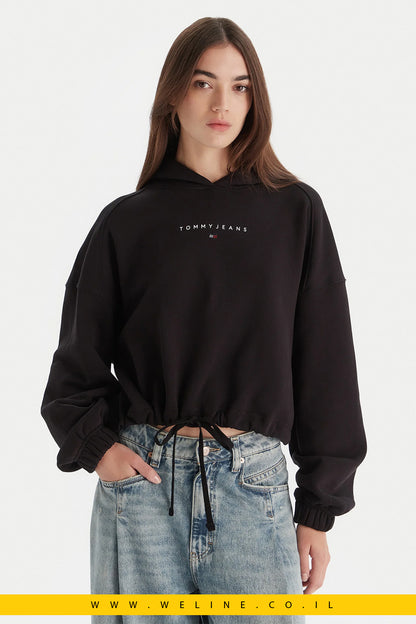 קפוצ'ון נשים Tommy Jeans Bling Linear – שחור Regular Fit