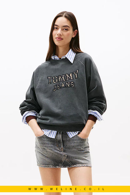 סווטשירט נשים עם לוגו אפליקציה בהדפס נמר – Tommy Jeans
