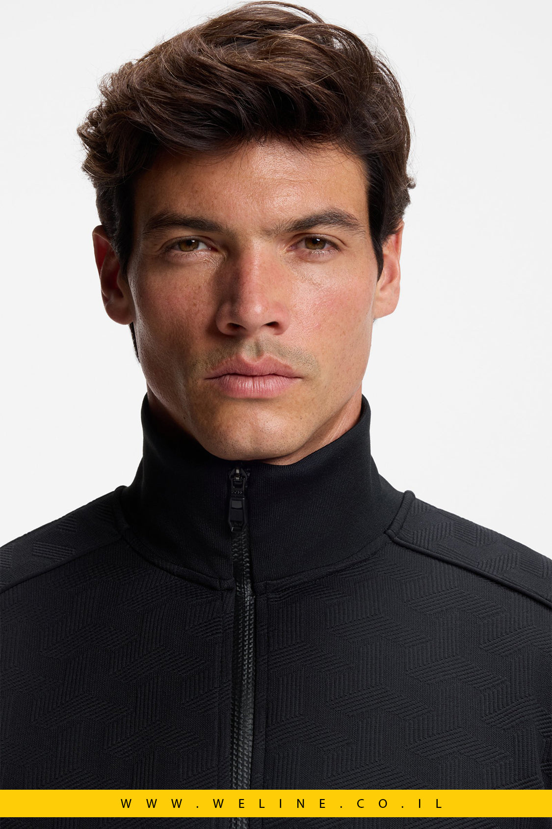 סווטשירט ז’קארד מרופד עם רוכסן SW_Mirror FZ – BOSS (שחור)