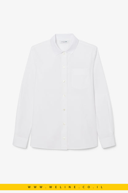 חולצת כותנה פופלין סטרץ’ Slim Fit עם כיס מבית Lacoste