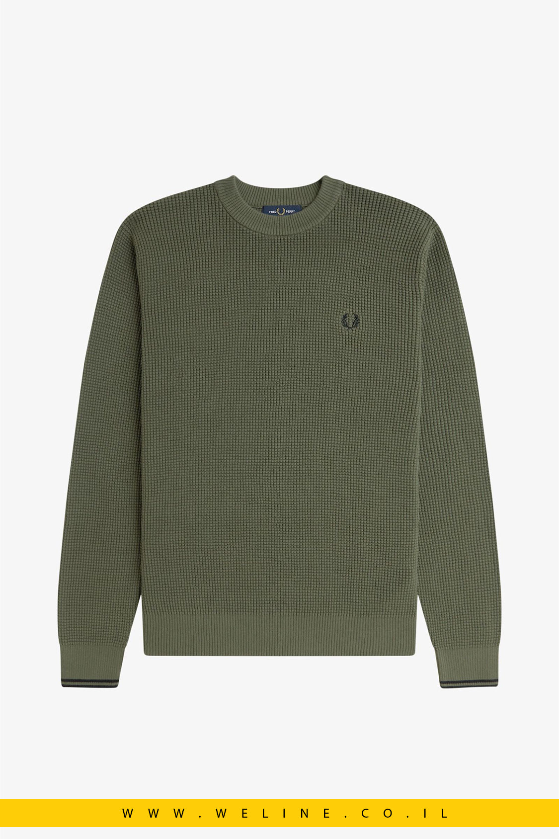 סריג צווארון עגול מבד כותנה בסריגת וואפל – בצבע ירוק Laurel Wreath