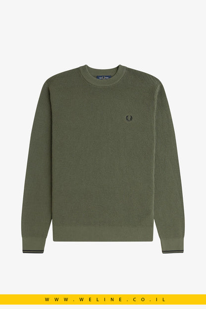 סריג צווארון עגול מבד כותנה בסריגת וואפל – בצבע ירוק Laurel Wreath