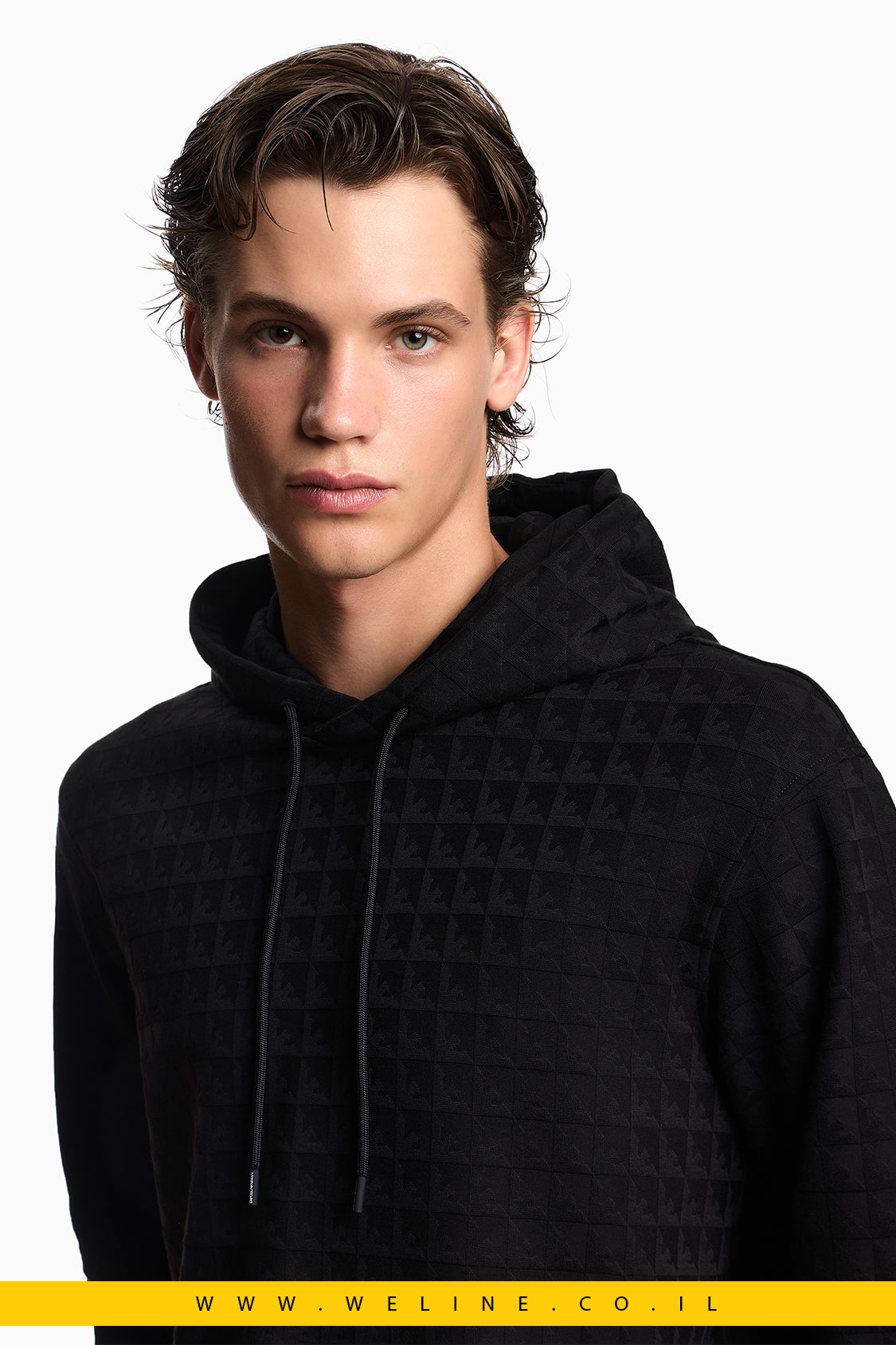 קפוצ'ון גברים Emporio Armani ASV – Jacquard Lyocell עם דוגמת נשר All-Over