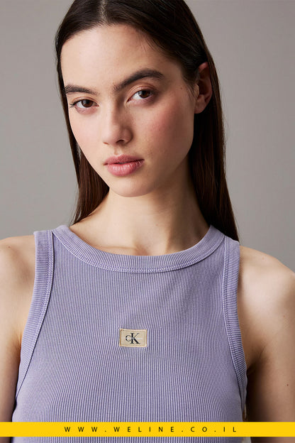 גופיית Slim Ribbed מבית Calvin Klein לנשים – לבן