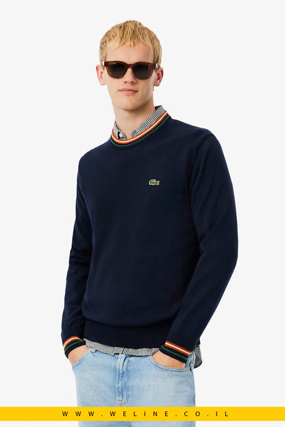 סוודר פסים מכותנה ג’רזי לגברים Lacoste