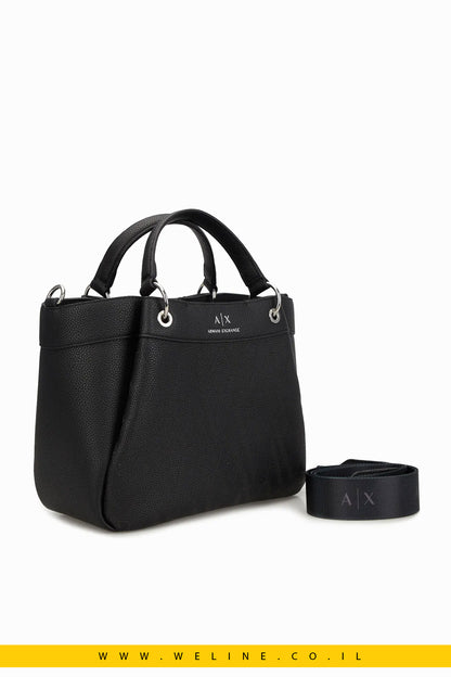 תיק צד לנשים Armani Exchange - דגם עם לוגו ורצועה נשלפת