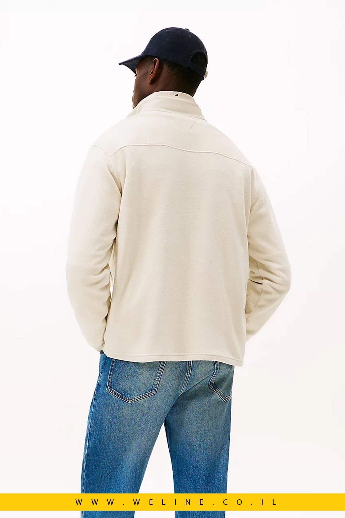 סוודר גברים Tommy Hilfiger Performance במרקם משולב ורבע רוכסן