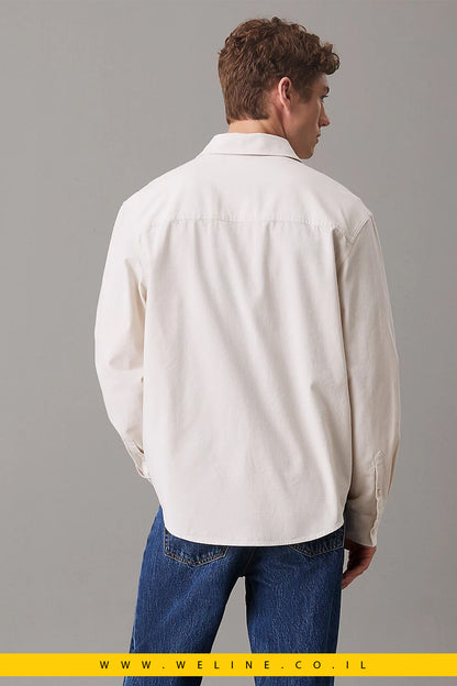 חולצת כותנה שמבריי Relaxed Fit לגברים Calvin Klein