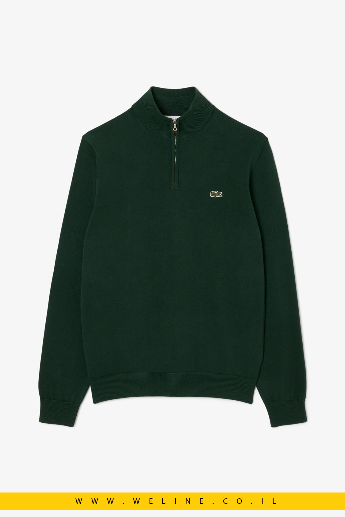סוודר כותנה עם רוכסן וצווארון גבוה לגברים Lacoste