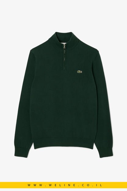 סוודר כותנה עם רוכסן וצווארון גבוה לגברים Lacoste