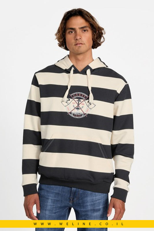 קפוצ'ון סריג Guess MARINA – דגם פסים, רקמת עוגן