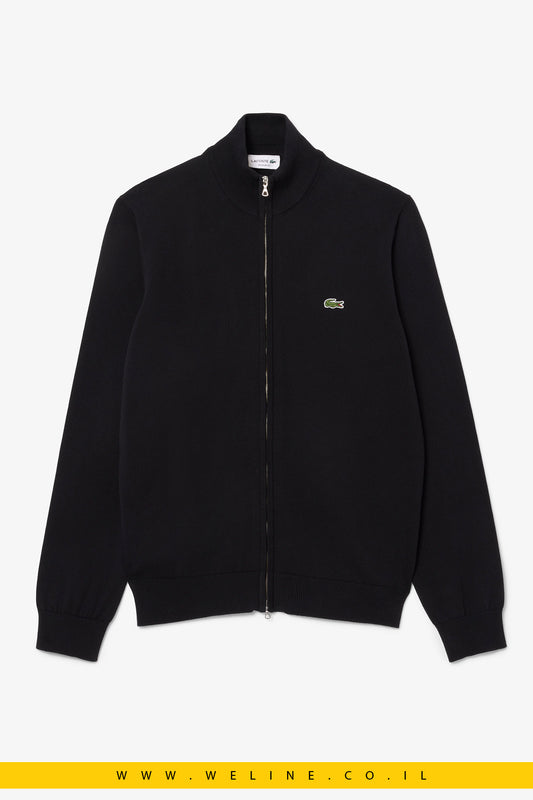 סוודר כותנה עם רוכסן וצווארון גבוה לגברים Lacoste