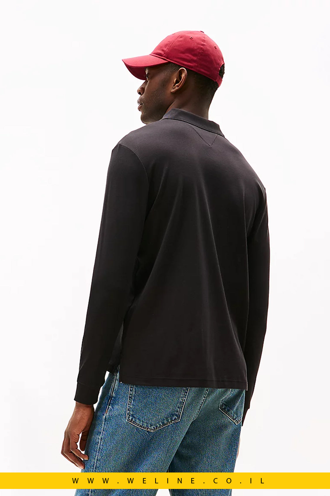 Tommy Hilfiger Regular Fit Long Sleeve Polo Shirt – חולצת פולו שרוול ארוך לגברים בצבע שחור