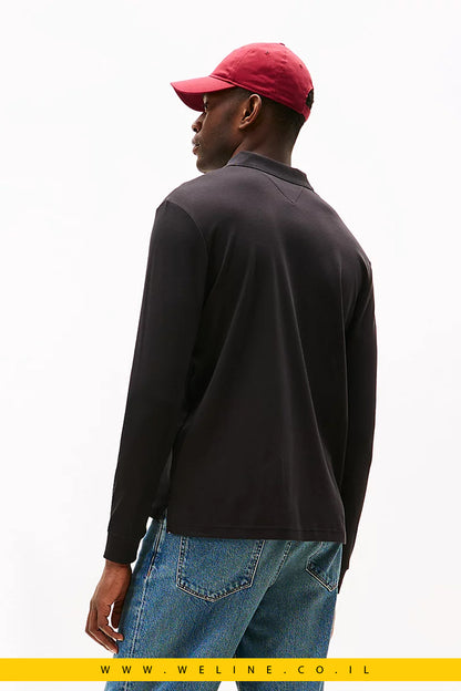 Tommy Hilfiger Regular Fit Long Sleeve Polo Shirt – חולצת פולו שרוול ארוך לגברים בצבע שחור
