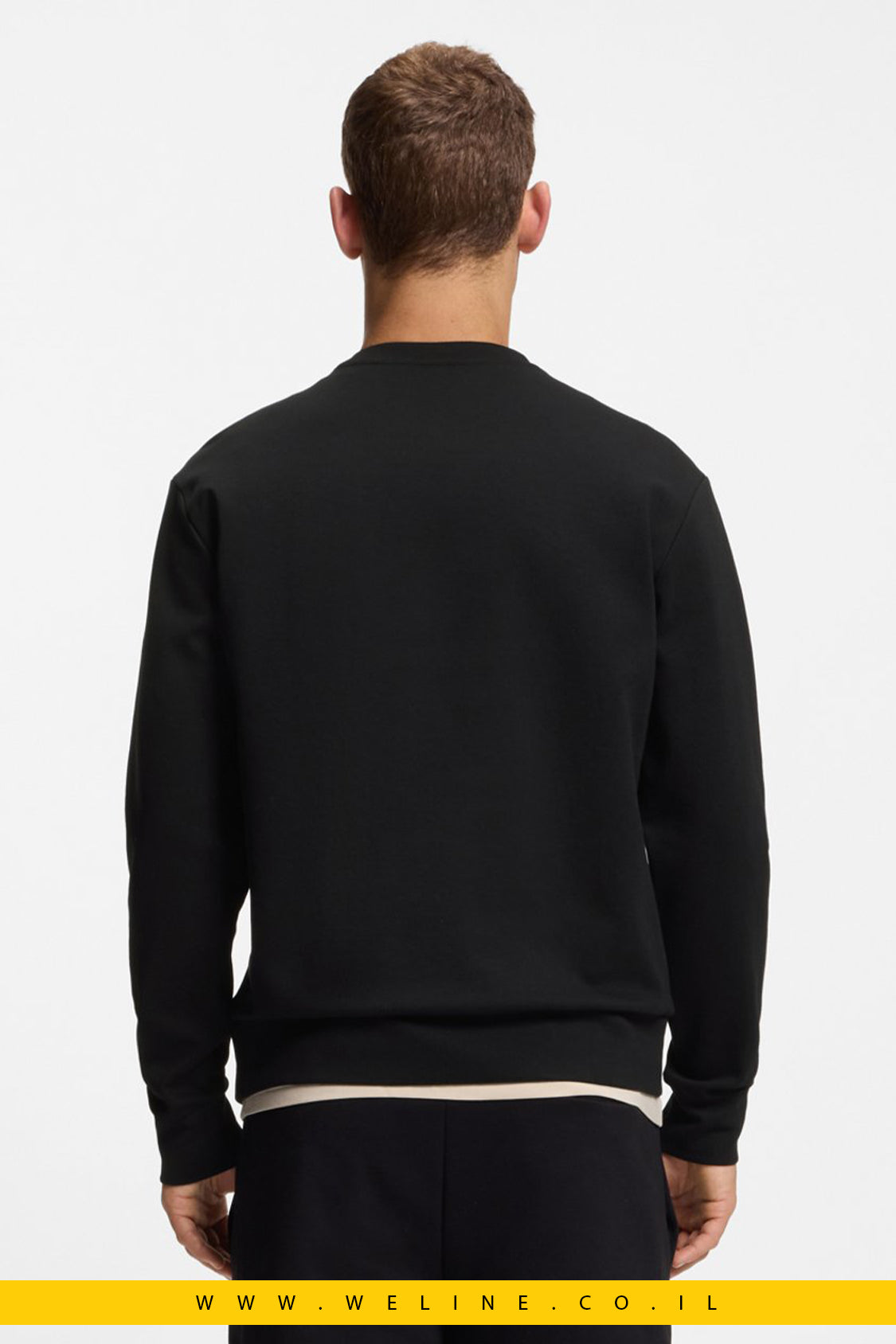 סווטשירט כותנה משולבת עם מונוגרמת Double B – שחור | BOSS