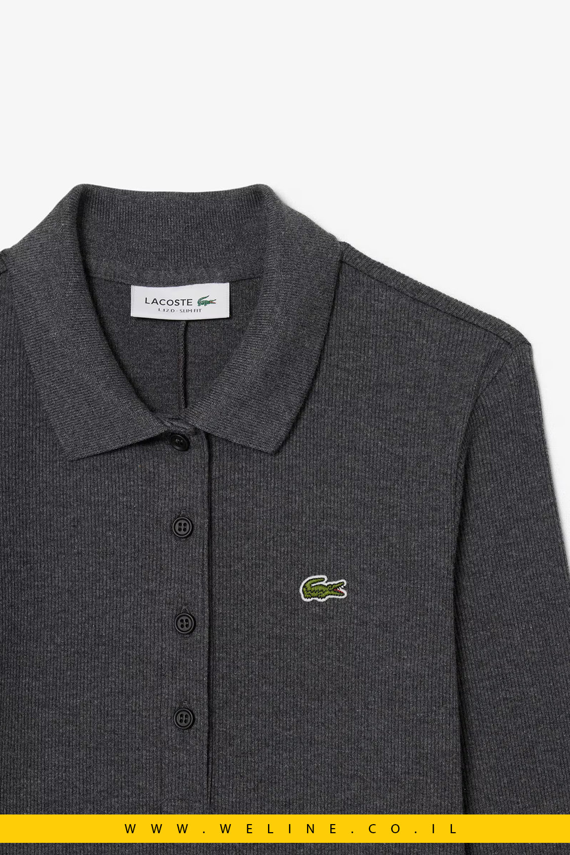 שמלת פולו כותנה ריב Slim Fit לנשים מבית Lacoste