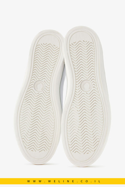 נעלי עור מרקם לגברים – Baseline Leather בצבע לבן / כחול נייבי