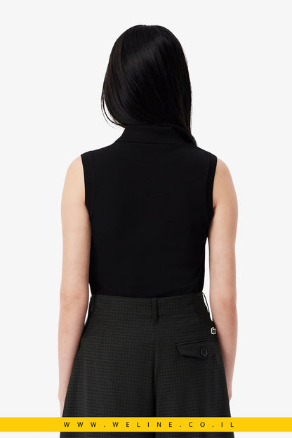 פולו לנשים ללא שרוולים בגזרת Slim – שחור – Lacoste