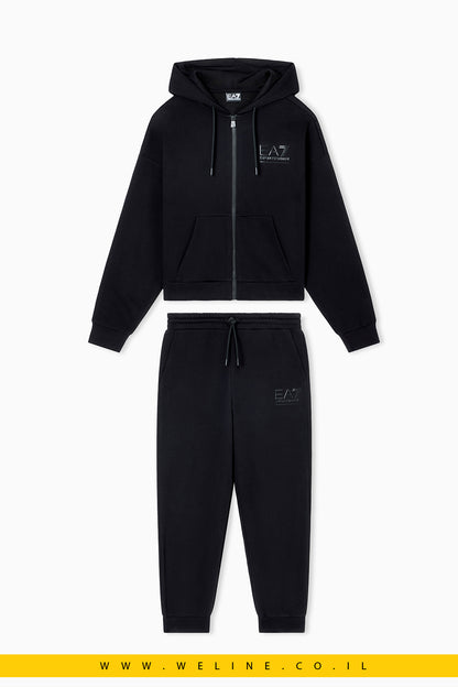 חליפת טרנינג נשים Visibility מבד כותנה משולבת – שחור | EA7