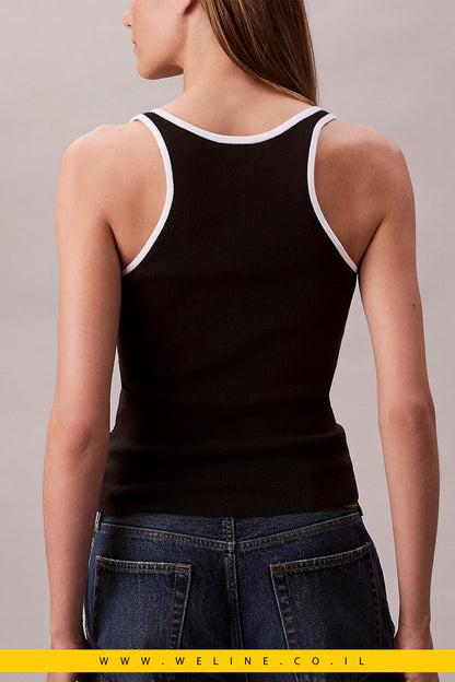 גופיית נשים Calvin Klein Ribbed עם מסגרת קונטרסט