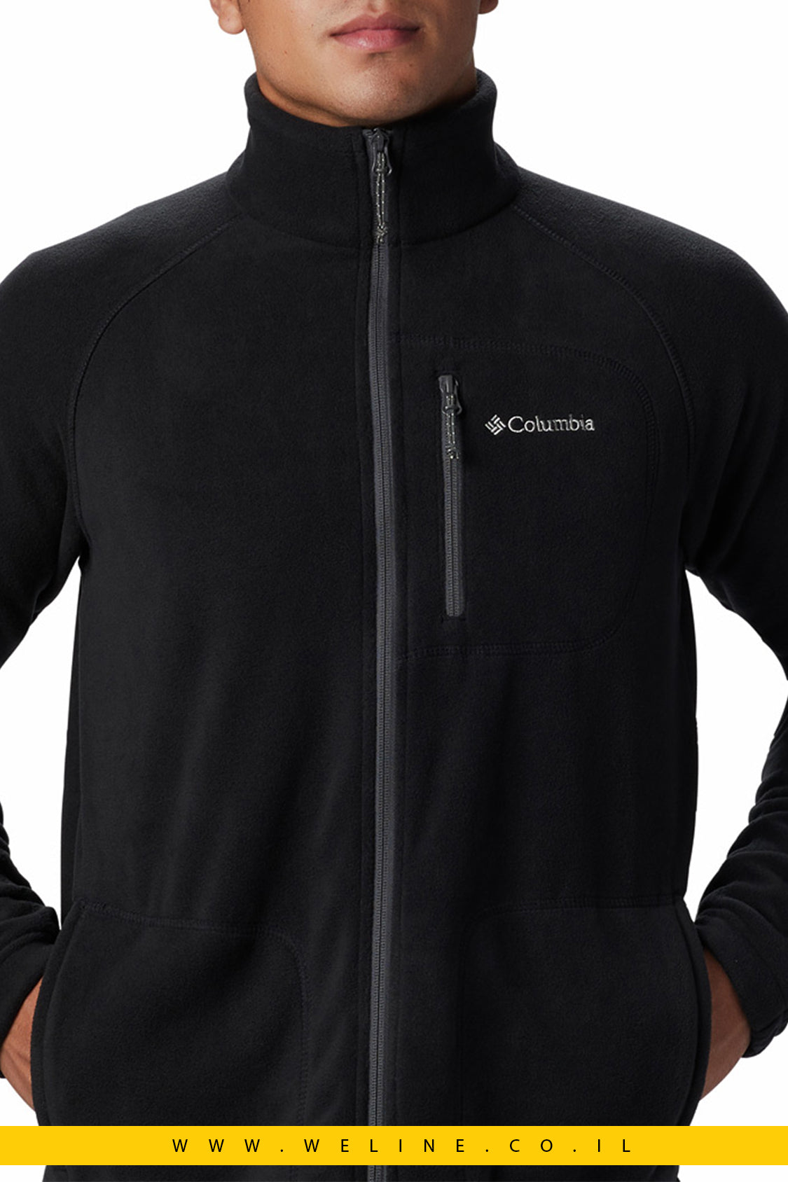 מעיל פליס שחור לגברים Fast Trek Full Zip