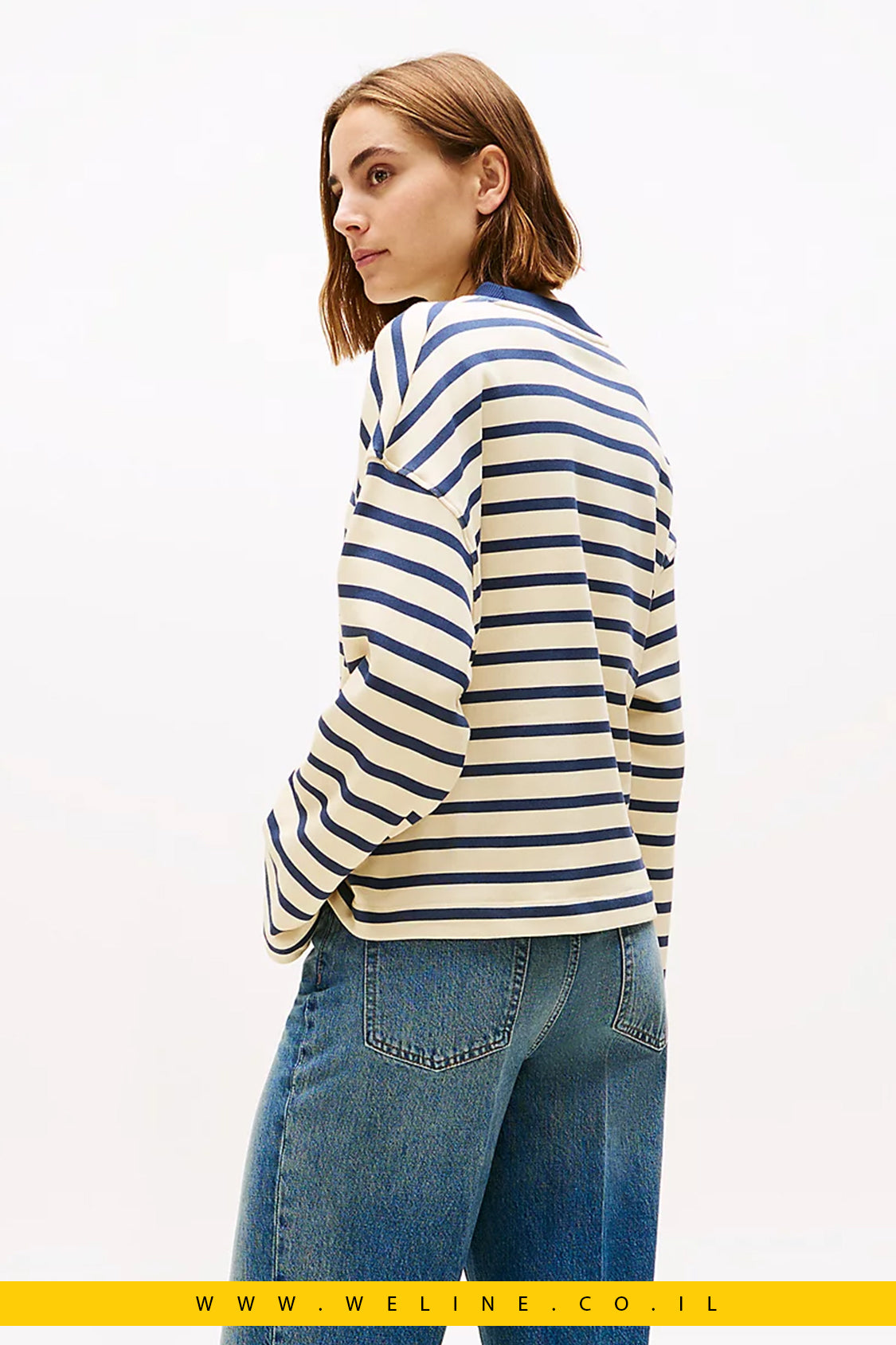 סווטשירט פסים עם כפתורי זהב לנשים Tommy Hilfiger