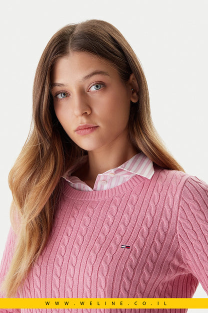 סוודר Cable Essential לנשים – צבע ורוד Mystic Pink
