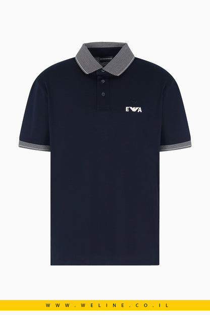 חולצת פולו פיקה עם רקמת EA מובלטת Emporio Armani